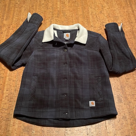 Carhartt Jackets & Coats Carhartt Blue Black Cozy Plaid Jacket